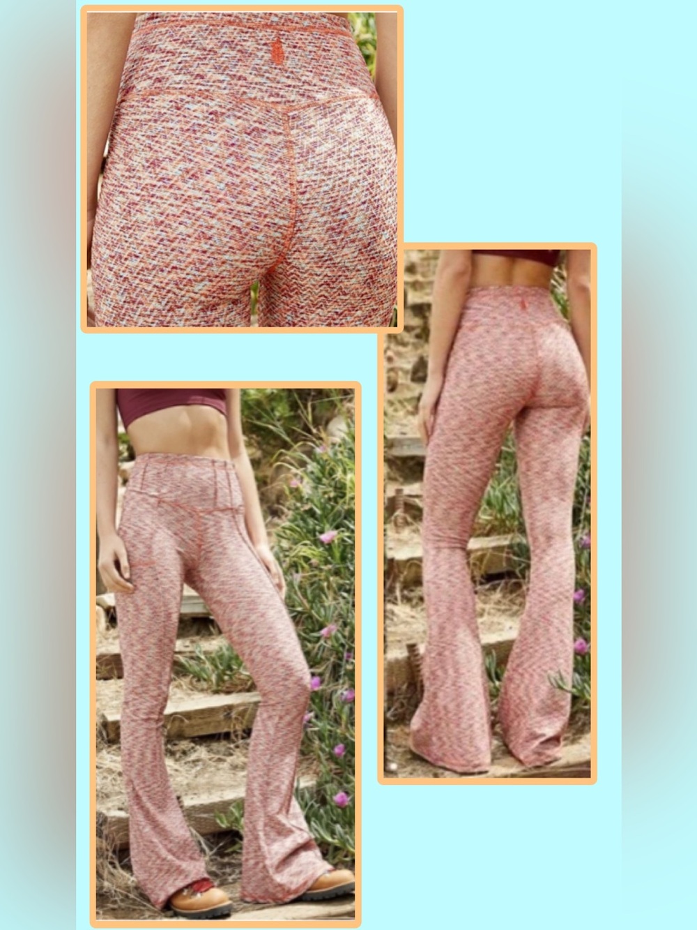 🆕 Free People Movement On it Flare Leggings Coral Pink Small Boho - Picture 3 of 16